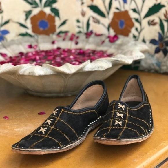 Artisan Crafted Black Suede Mens shoes from India main image 10